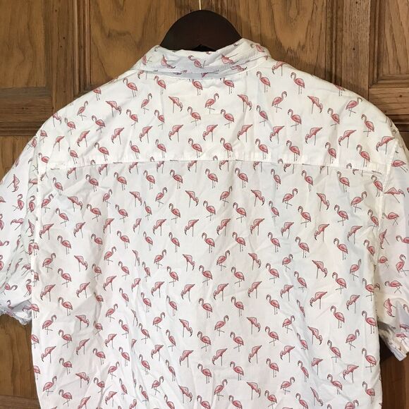 MB Michael Brandon Slim Fit Men's XL White Pink Flamingo Print Button Down Shirt - Picture 5 of 8